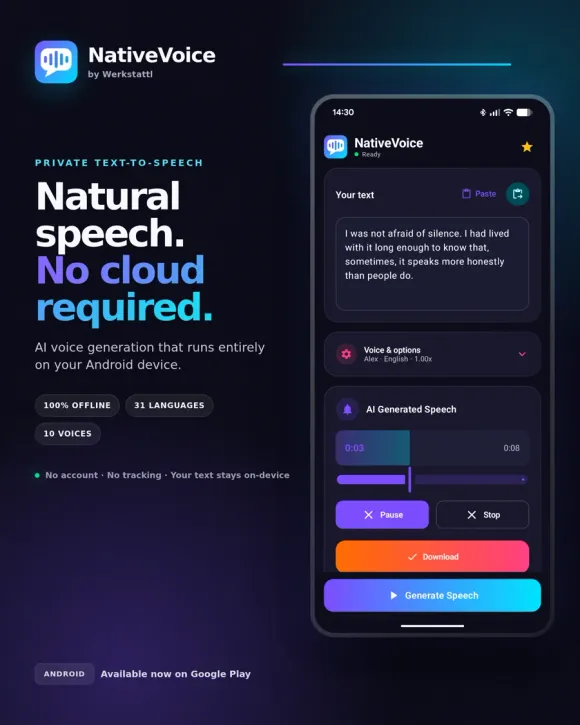 NativeVoice offline text-to-speech app for Android